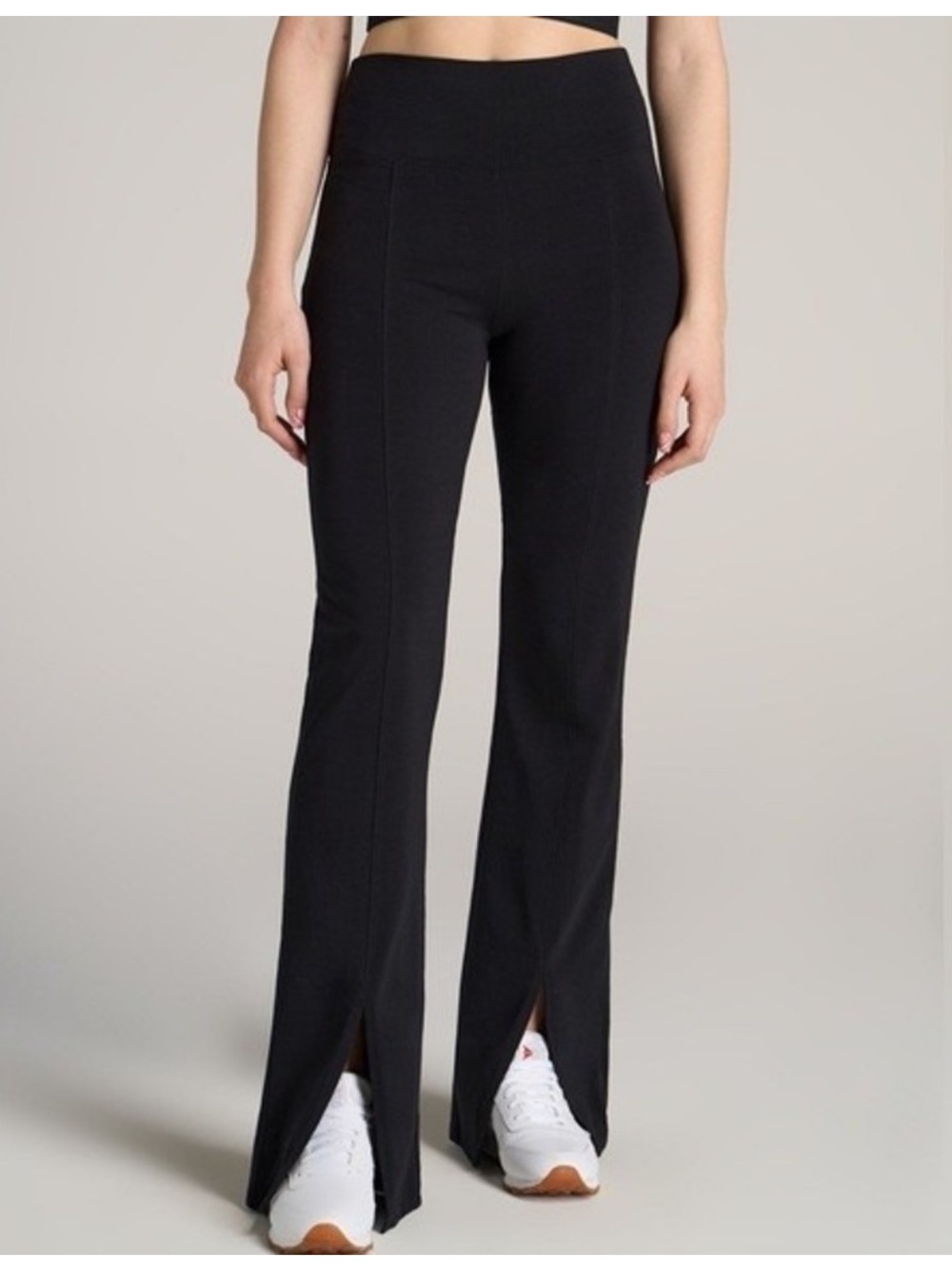 Black Women's Split-Hem Stretch Flare Pants